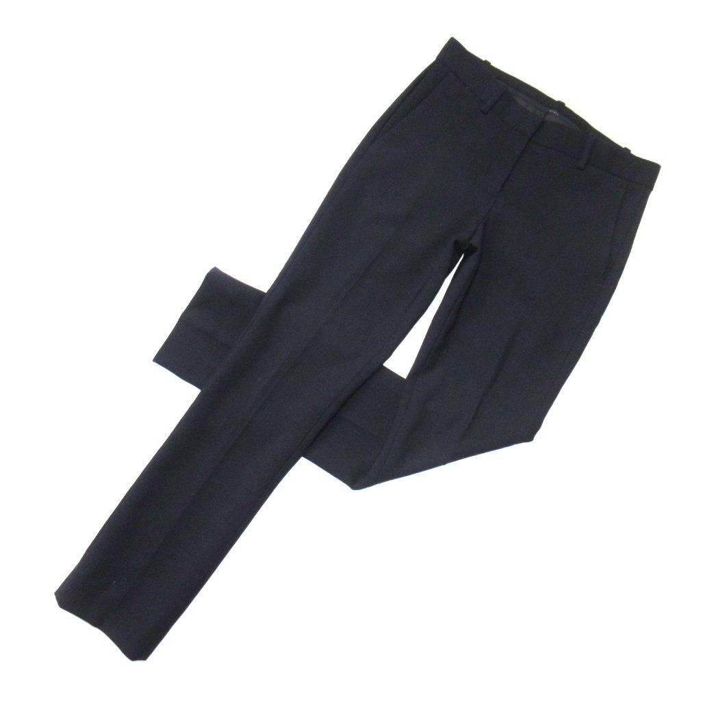 Nwt Theory Izelle In Deep Navy New Faded Wool Stretch Straight Pants 0